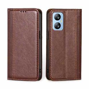 For Blackview A52 Grid Texture Magnetic Flip Leather Phone Case(Brown)