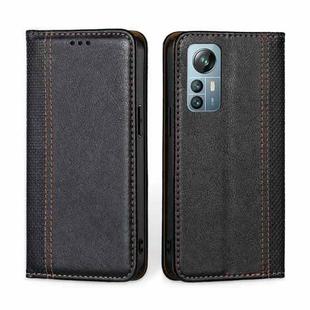 For Blackview A85 Grid Texture Magnetic Flip Leather Phone Case(Black)