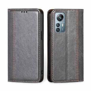 For Blackview A85 Grid Texture Magnetic Flip Leather Phone Case(Grey)