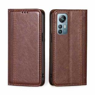 For Blackview A85 Grid Texture Magnetic Flip Leather Phone Case(Brown)