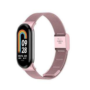 For Xiaomi Mi Band 8 Milanese Buckle Metal Watch Band(Rose Pink)