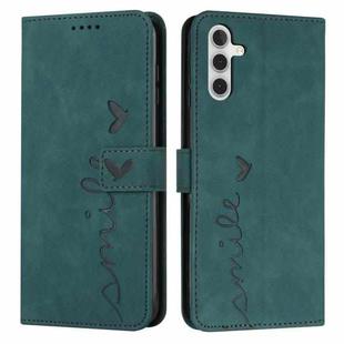 For Samsung Galaxy A24 4G Skin Feel Heart Pattern Leather Phone Case(Green)
