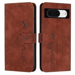 For Google Pixel 8 Skin Feel Heart Pattern Leather Phone Case(Brown)