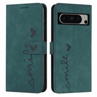For Google Pixel 8 Pro Skin Feel Heart Pattern Leather Phone Case(Green)