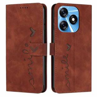 For Tecno Spark 10 Skin Feel Heart Pattern Leather Phone Case(Brown)