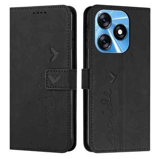 For Tecno Spark 10 Skin Feel Heart Pattern Leather Phone Case(Black)