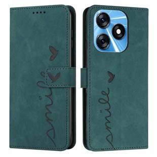 For Tecno Spark 10 Skin Feel Heart Pattern Leather Phone Case(Green)