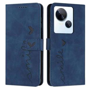 For Tecno Spark 10 5G Skin Feel Heart Pattern Leather Phone Case(Blue)