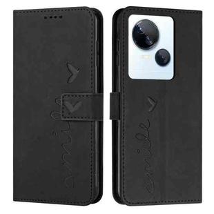 For Tecno Spark 10 5G Skin Feel Heart Pattern Leather Phone Case(Black)