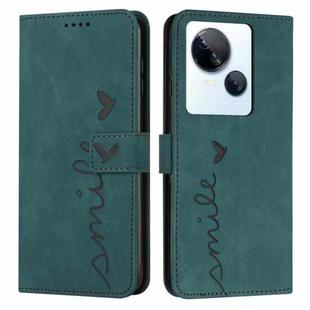 For Tecno Spark 10 5G Skin Feel Heart Pattern Leather Phone Case(Green)