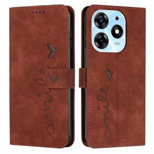 For Tecno Spark 10 Pro Skin Feel Heart Pattern Leather Phone Case(Brown)