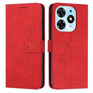 For Tecno Spark 10 Pro Skin Feel Heart Pattern Leather Phone Case(Red)