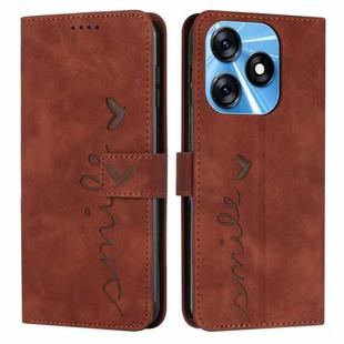 For Tecno Spark 10C Skin Feel Heart Pattern Leather Phone Case(Brown)