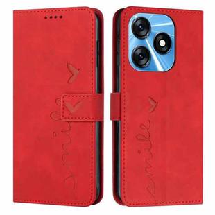 For Tecno Spark 10C Skin Feel Heart Pattern Leather Phone Case(Red)