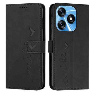 For Tecno Spark 10C Skin Feel Heart Pattern Leather Phone Case(Black)