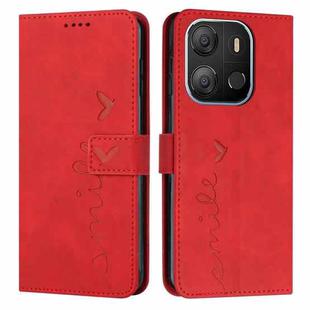 For Tecno Pop 7 Skin Feel Heart Pattern Leather Phone Case(Red)