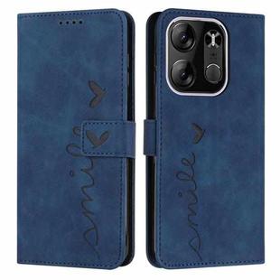 For Tecno Pop 7 Pro Skin Feel Heart Pattern Leather Phone Case(Blue)