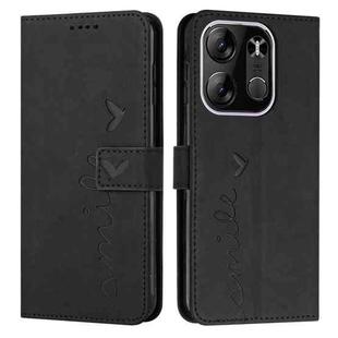 For Tecno Pop 7 Pro Skin Feel Heart Pattern Leather Phone Case(Black)