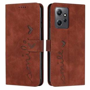 For Xiaomi Redmi Note 12 4G Global Skin Feel Heart Pattern Leather Phone Case(Brown)