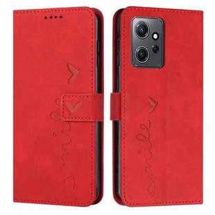 For Xiaomi Redmi Note 12 4G Global Skin Feel Heart Pattern Leather Phone Case(Red)