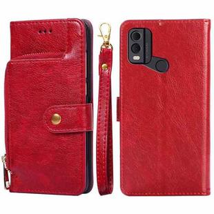 For Nokia C22 Zipper Bag Leather Phone Case(Red)