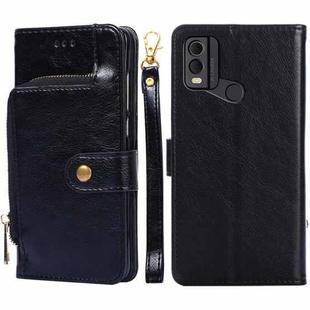 For Nokia C22 Zipper Bag Leather Phone Case(Black)