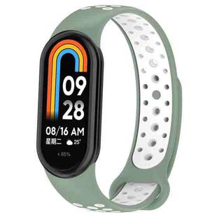 For Xiaomi Mi Band 8 Sports Two Color Silicone Watch Band(Light Green White)