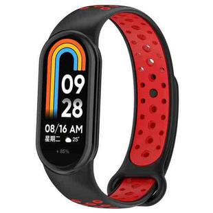 For Xiaomi Mi Band 8 Sports Two Color Silicone Watch Band(Black Red)