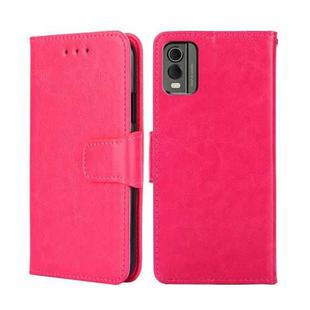 For Nokia C32 Crystal Texture Leather Phone Case(Rose Red)
