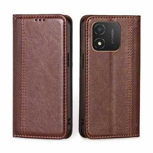 For Honor X5 4G Grid Texture Magnetic Flip Leather Phone Case(Brown)