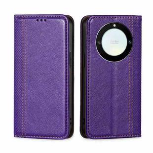 For Honor X40 Grid Texture Magnetic Flip Leather Phone Case(Purple)