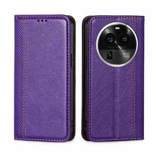 For OPPO Find X6 Pro 5G Grid Texture Magnetic Flip Leather Phone Case(Purple)