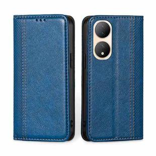 For vivo Y100 5G Grid Texture Magnetic Flip Leather Phone Case(Blue)