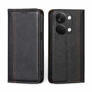 For OnePlus Ace 2V 5G Grid Texture Magnetic Flip Leather Phone Case(Black)