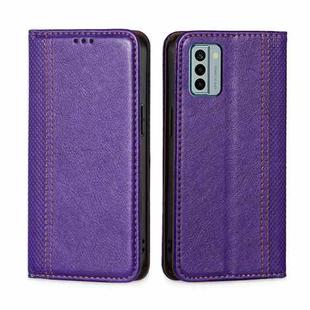 For Nokia G22 Grid Texture Magnetic Flip Leather Phone Case(Purple)