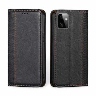 For Motorola Moto G Power 2023 Grid Texture Magnetic Flip Leather Phone Case(Black)
