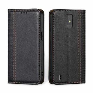For ZTE Blade A32 Grid Texture Magnetic Flip Leather Phone Case(Black)