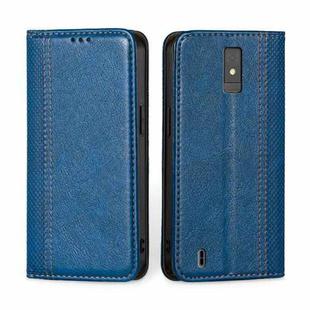 For ZTE Blade A32 Grid Texture Magnetic Flip Leather Phone Case(Blue)