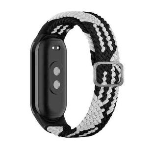 For Xiaomi Mi Band 8 Adjustable Nylon Braided Elasticity Watch Band(Black White)