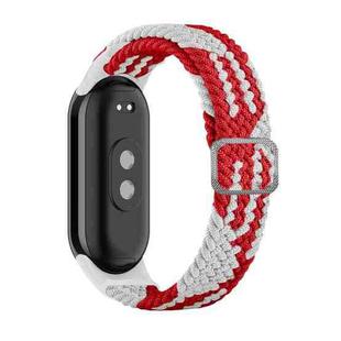 For Xiaomi Mi Band 8 Adjustable Nylon Braided Elasticity Watch Band(Red White)
