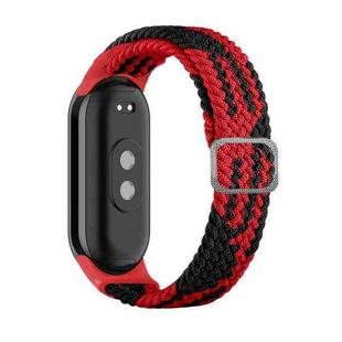For Xiaomi Mi Band 8 Adjustable Nylon Braided Elasticity Watch Band(Red Black)
