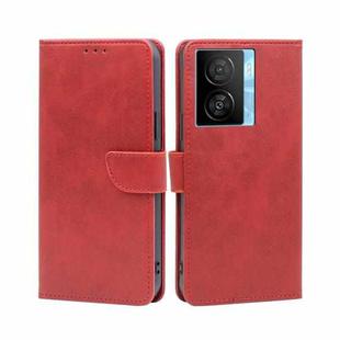 For vivo iQOO Z7x Calf Texture Buckle Flip Leather Phone Case(Red)