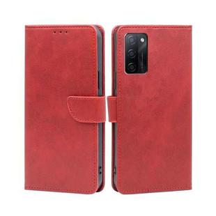 For OPPO A55S 5G Calf Texture Buckle Flip Leather Phone Case(Red)