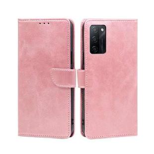 For OPPO A55S 5G Calf Texture Buckle Flip Leather Phone Case(Rose Gold)