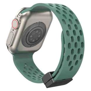 Magnetic Clasp Silicone Watch Band For Apple Watch Series 9&8&7 41mm / SE 3&SE 2&6&SE&5&4 40mm / 3&2&1 38mm(Pine Green)