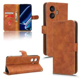 For Realme GT Neo5 SE Skin Feel Magnetic Flip Leather Phone Case(Brown)