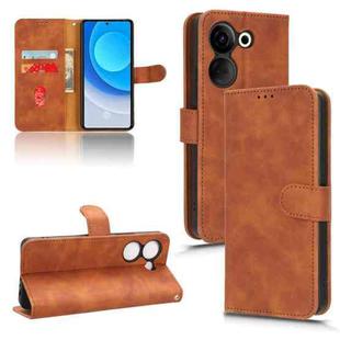 For TECNO Camon 20 Pro Skin Feel Magnetic Flip Leather Phone Case(Brown)