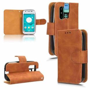 For Sharp MAMORINO6 Skin Feel Magnetic Flip Leather Phone Case(Brown)