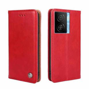 For vivo iQOO Z7x Non-Magnetic Retro Texture Horizontal Flip Leather Phone Case(Red)