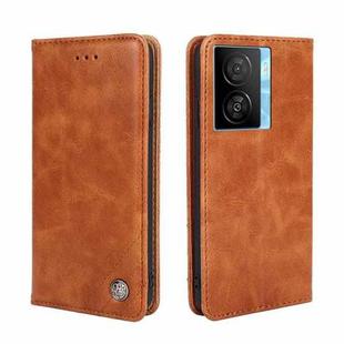 For vivo iQOO Z7x Non-Magnetic Retro Texture Horizontal Flip Leather Phone Case(Brown)